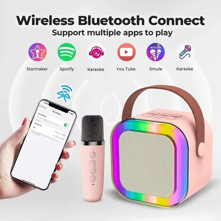Karaoke Music box with 2 microphones colored Bluetooth