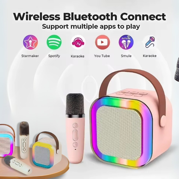 Karaoke Music box with 2 microphones colored Bluetooth