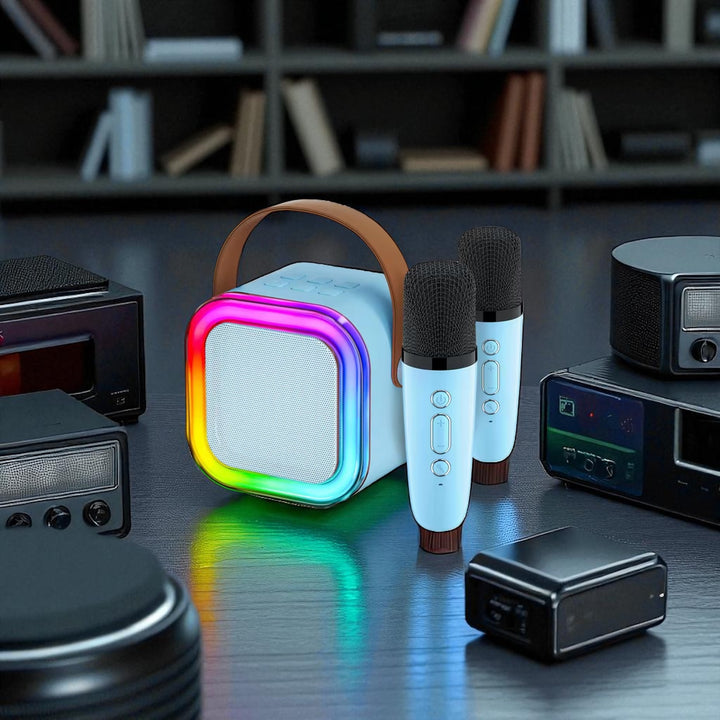 Karaoke Music box with 2 microphones colored Bluetooth